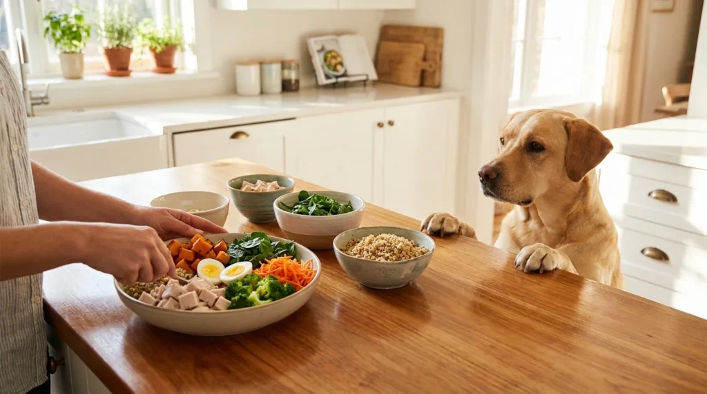 Three homemade dog food recipes with real quantities 