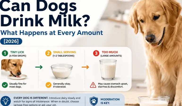 Can Dogs Drink Milk? Safe Amounts, Health Risks, Lactose Intolerance, Symptoms, and What to Do in 2026