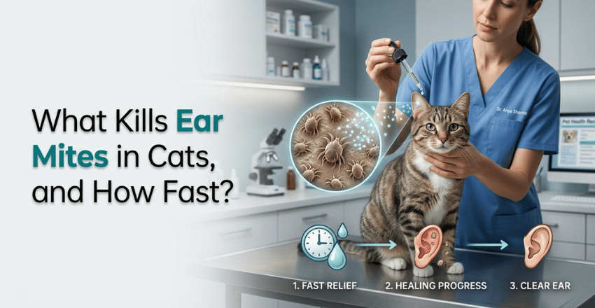 What kills ear mites in cats, and how fast