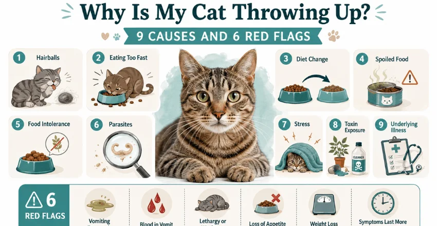 Why is my cat throwing up but acting completely normal?