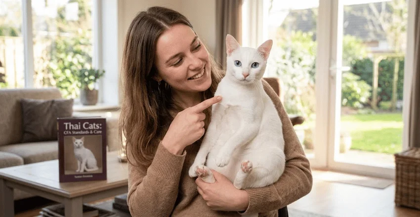 What does this white Thai cat look like?